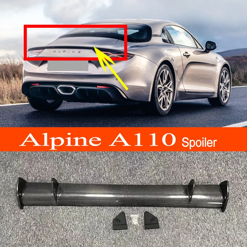Alpine A110 skutočné uhlíkové vlákno / FRP GT v štýle automobilu Športový spojler zadného kmeňa pre kmeňa pre sedan Renault Alpine A110 Sedan