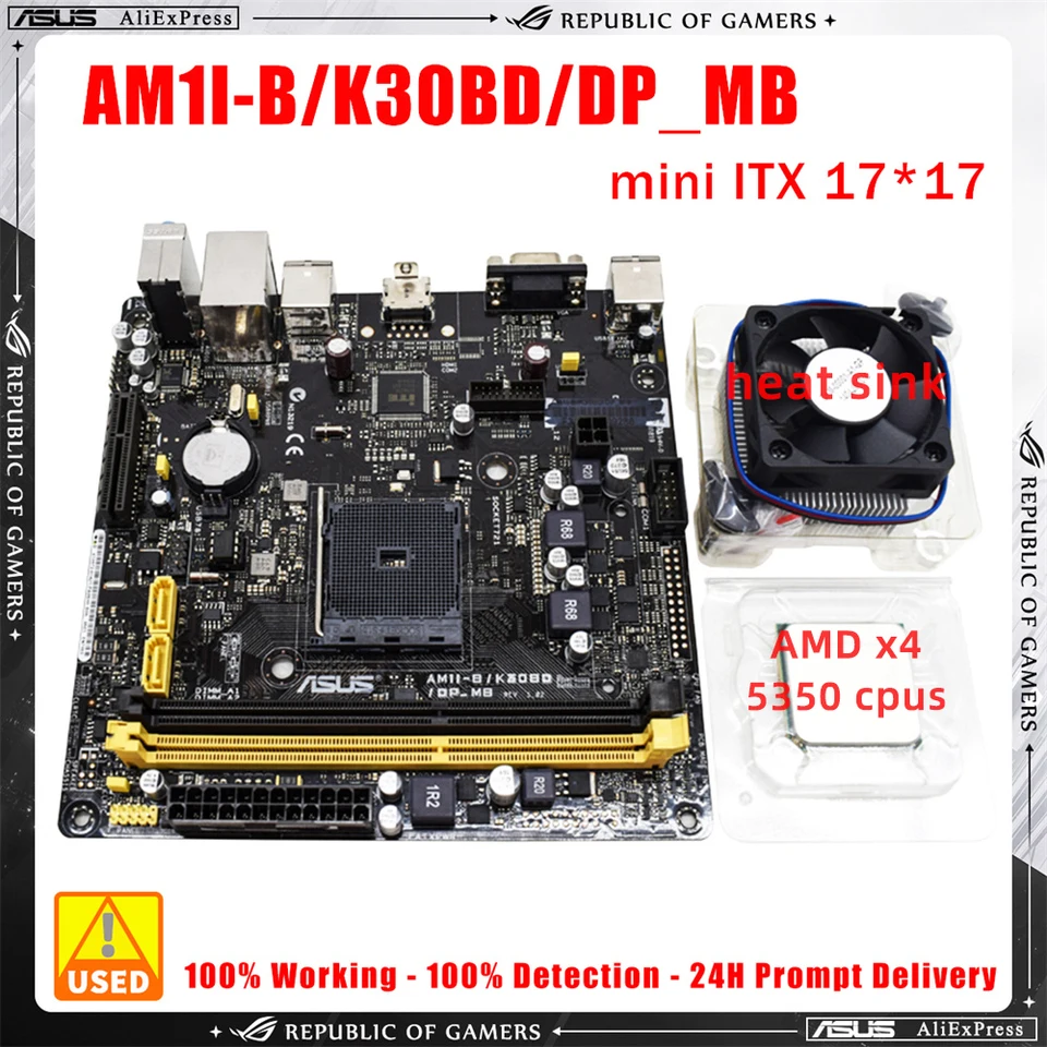 AM1 HODNÁ dostupná doska ASUS AM1I-B/K30BD/DP_MB s AMD X4 5350 CPU+ HORNÁ SÚBA SÚBORY AM1I Kit SATAIII DDR3 MINI ITX