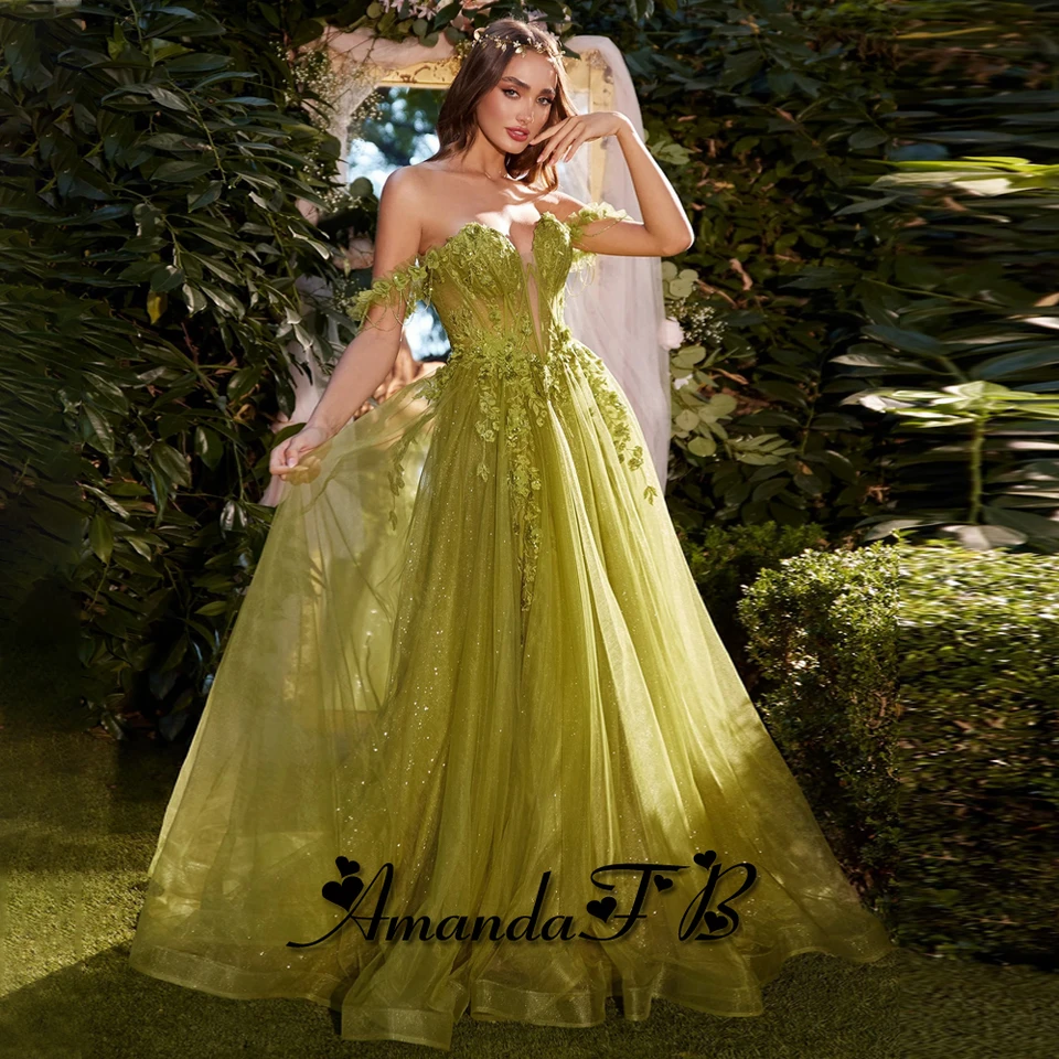 Amanda Fairy Prom sa oblieka Ženy bez ramienok Aplikácie z obradu Pleat Party Dubaj Vestidos de Fiesta prispôsobené
