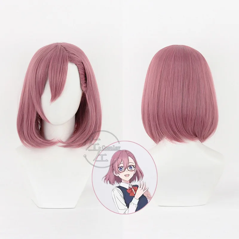Amano Ririsa parochňa anime 2.5 jigen no Ririsa cosplay dokidoki ženy roztomilé ružové krátke vlasy riisa amano cosplay cosplay free parochňa s čiapkou