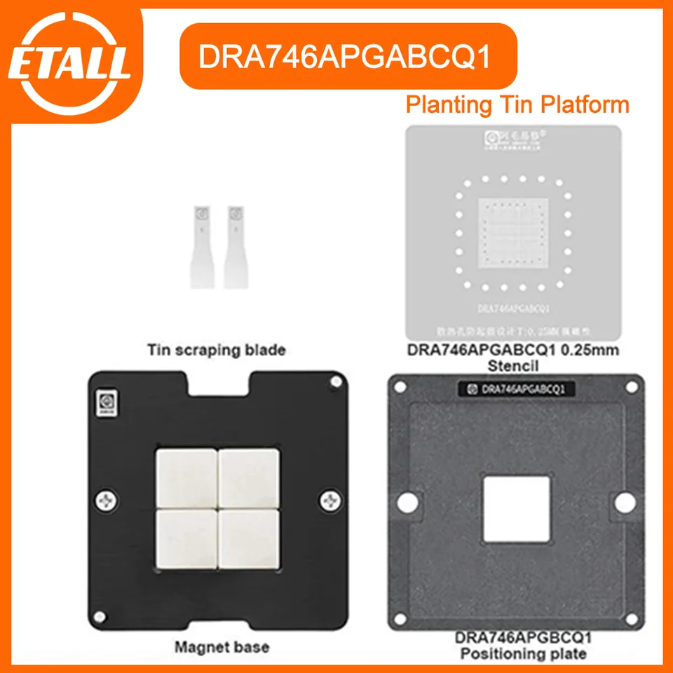 Amaoe Dra746APGABCQ1 BGA Reballing Stencil Planting Platforma údržby MPU Microprocesor IC Chip Steel Mesh