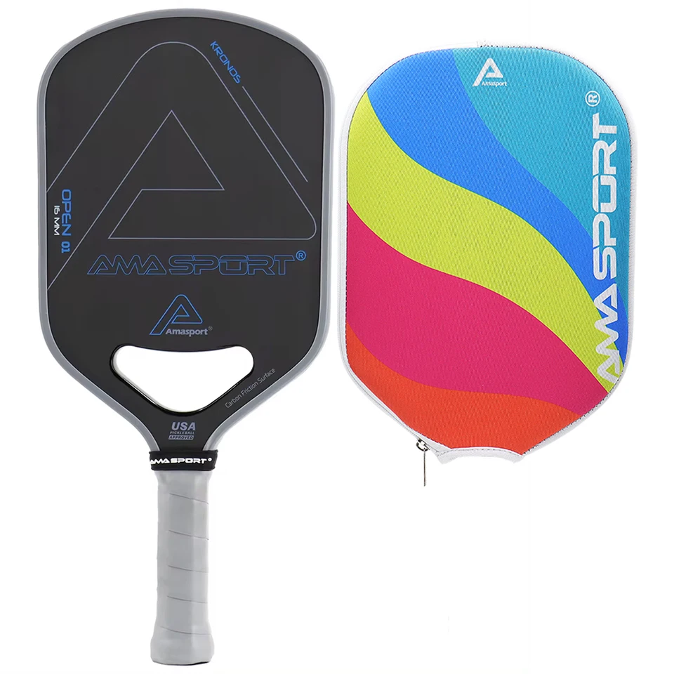 Amasport Pickleball Faldles s dúhovým krytom T700 Dynamická vzduchová pena v krku 16 mm Thermoformed Pickleball Rackety