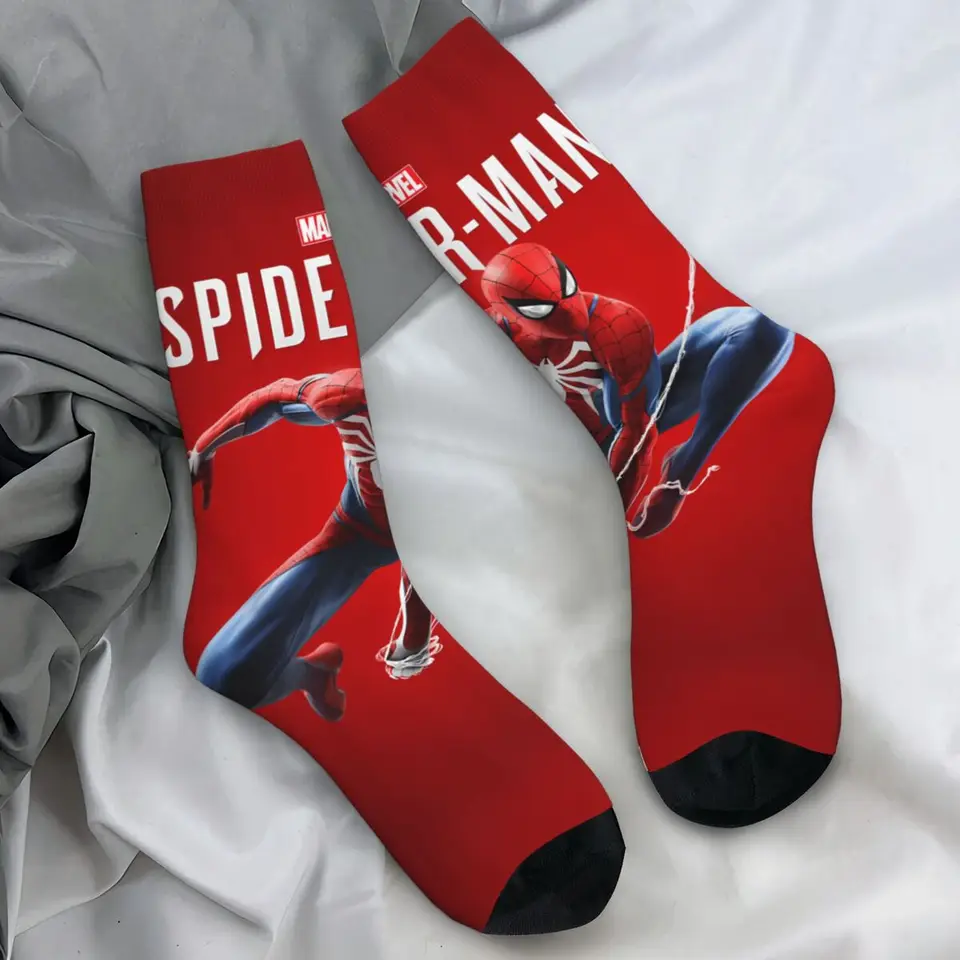 Amazing Spider-Man Socks Autumn Film Pančúky Príležitostné stredne mäkké ponožky Vzor vonkajšieho protišmyku ponožky