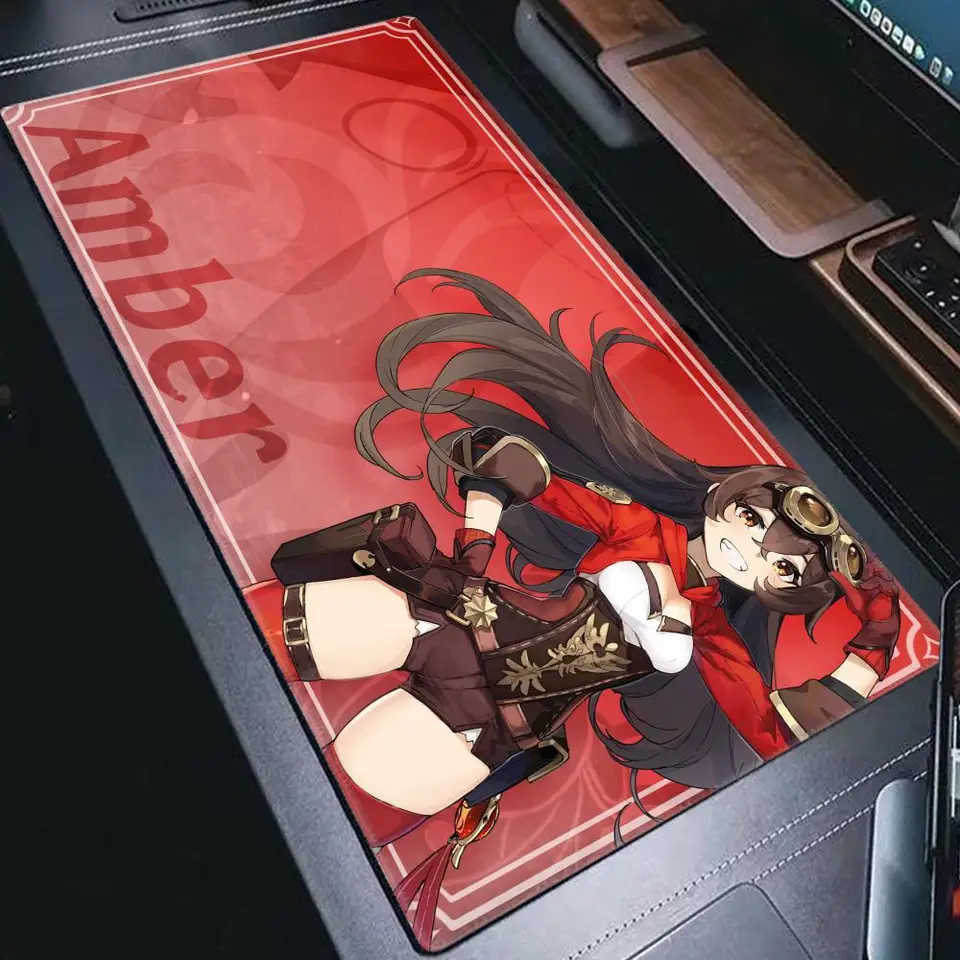 Amber Genshin náraz vlastný pokožka PC Gaming Mouse Pad Gamer Desk Mats Klávesnica Pad Mause Pad Muismat pre dospievajúce dievčatá spálňa