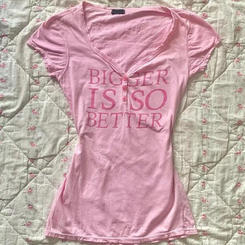 American Harajuku Letter tlač Pink Kawaii Ženy Top y2k Tričko vintage 90. roky horúce dievča plodiny tričko Grunge roztomilé grafické tričko leto