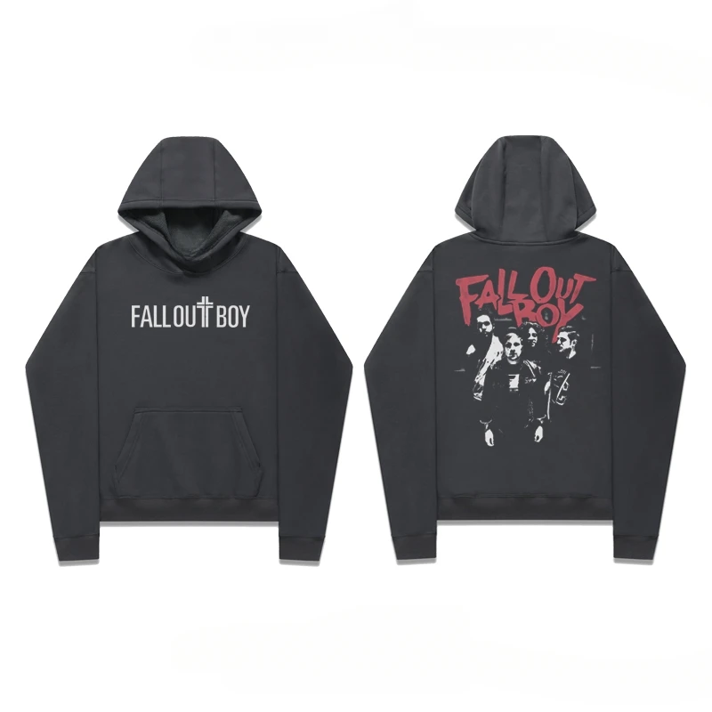 American High Street Instagram Rock Band Tlač voľných mikín s kapucňou Top Fallout Boy Muž a žena, rovnako ako ľahké váhy