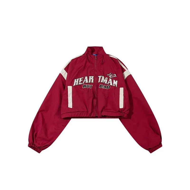 American Retro Spice Girls Tide Značka krátky zákopový kabát Ženy y2k vysoký pás Motocykel Wind Red High Street Baseball Uniforma