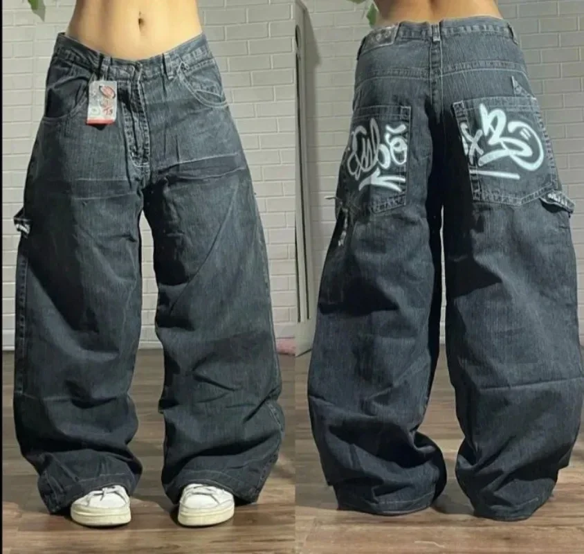 American Y2K New Hip Hop Trend Loose Jeans Women Street Populárny žolík mopping široké nohavice Pár