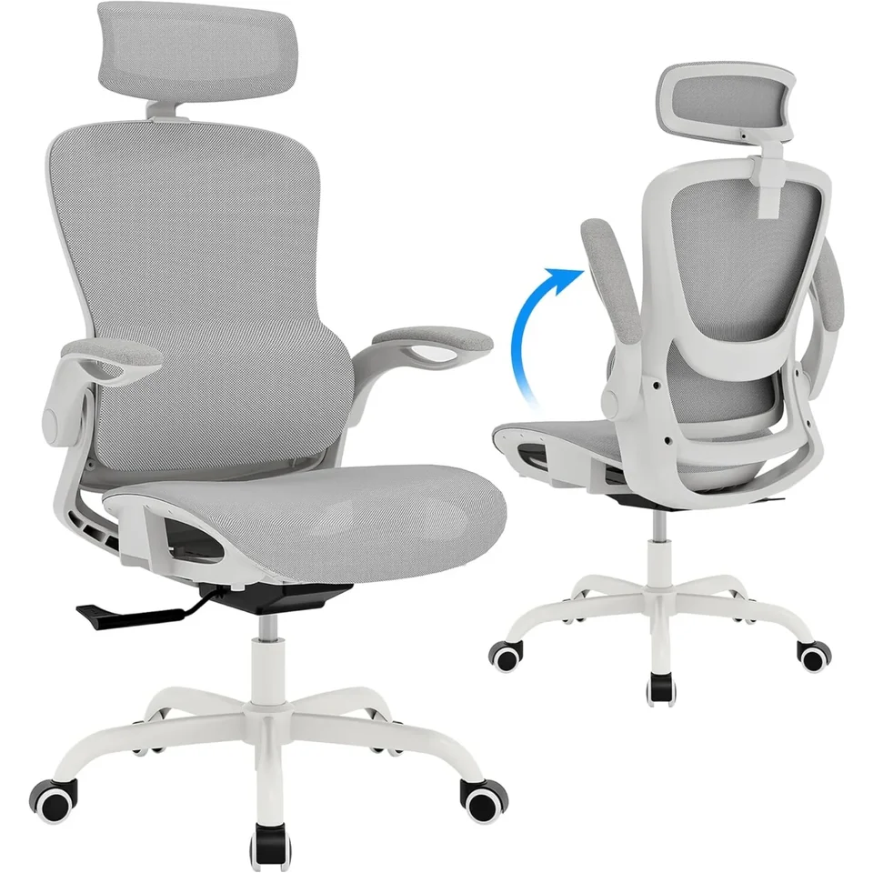 Americká ergonomická sieťová kancelária kresla- stolička bieleho stola, lakťová opierka, nastaviteľná opierka hlavy, naklonenie mäkkým sedadlom a PU kolesom,