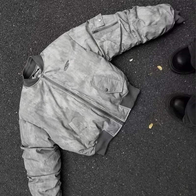 Americká skladaná dizajnérska línia bunda baseball uniforma nových mužov bavlnené oblečenie retro divočina štýl parka hip-hopová zimná bunda