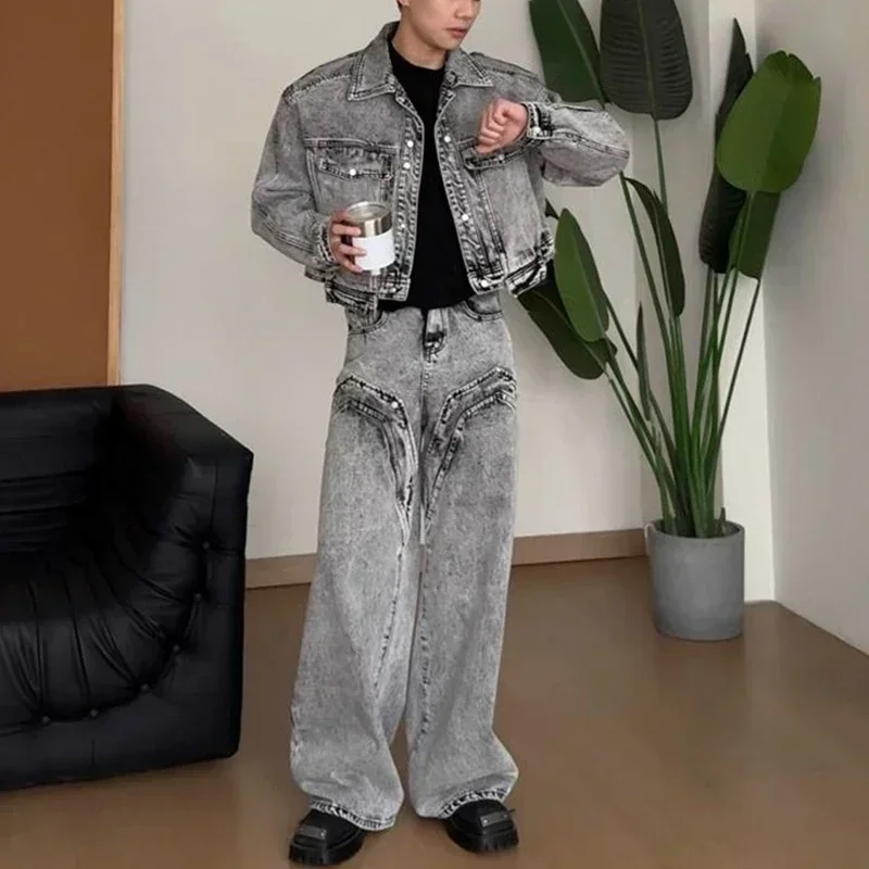 Americké špičkové džínsy Men Ženy Kórejské streetwear Loose 2024 Nová jar jesenná široká nohavice