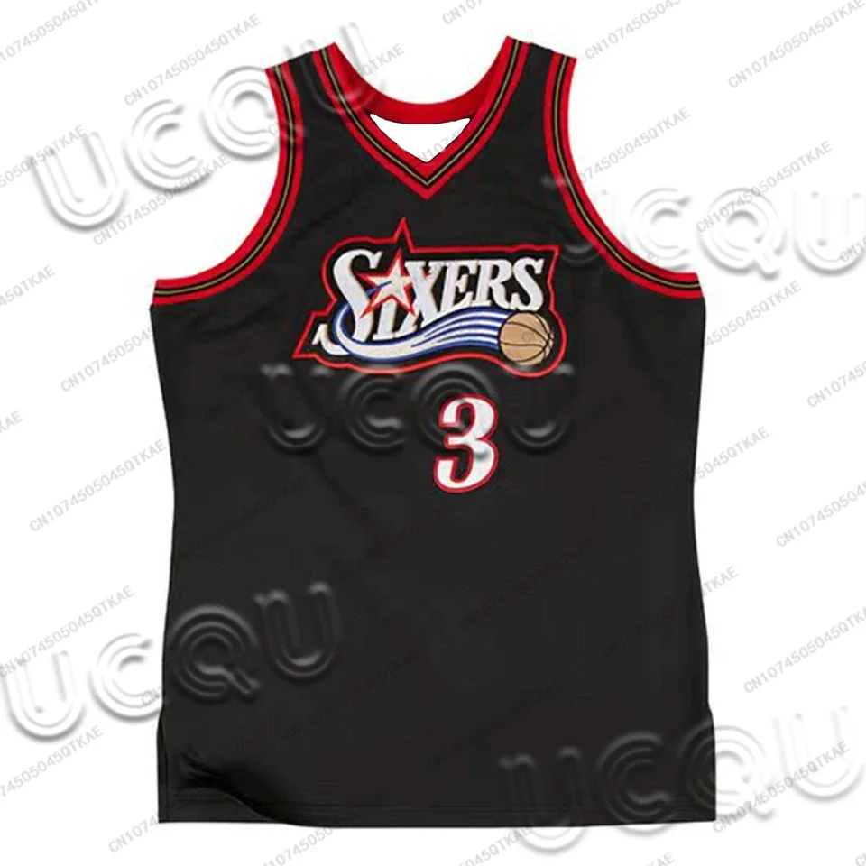 Americký mužský basketbalový dres retro singlet 97 verzia Philadelphia č. 3 Allen Iverson Black Classic Vest Men's Tops