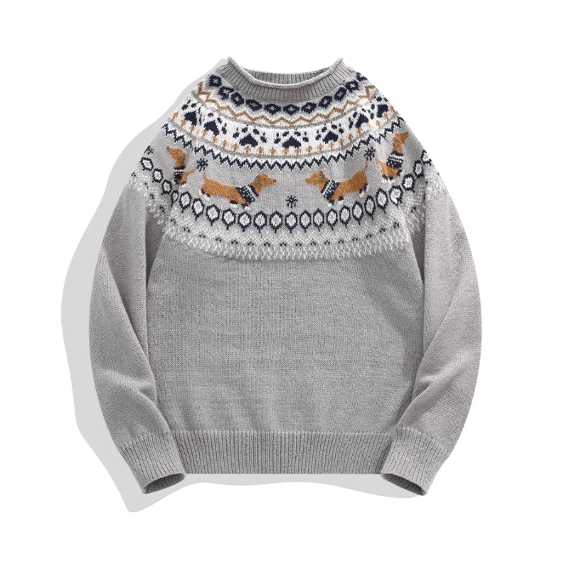 Americký retro pletený pulóver Fair Island Vianoce Jacquard sveter pre mužov a ženy Príležitostná atmosféra Pár pletený sveter