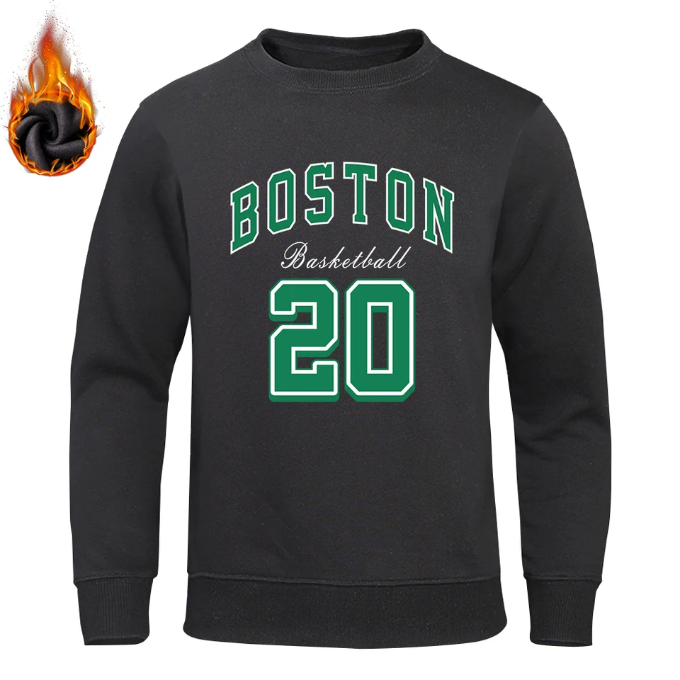 Amerika Boston City Letter Men mikina basketbal 20 Meno Mikiny Muž Warm Fleece Fur-Liner Pullover Last Clothing
