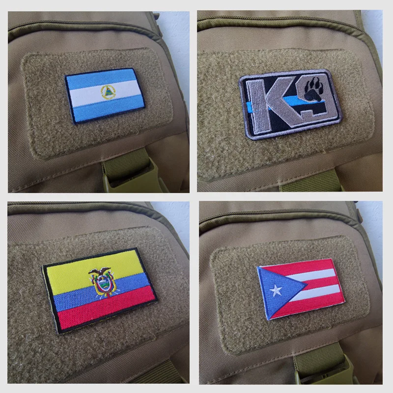 Amerika Puerto Rico Ekvádor Nikaragua Haiti Flag Hook and Loop Patch Patch Outdoor Batch Tactical Hat Badge