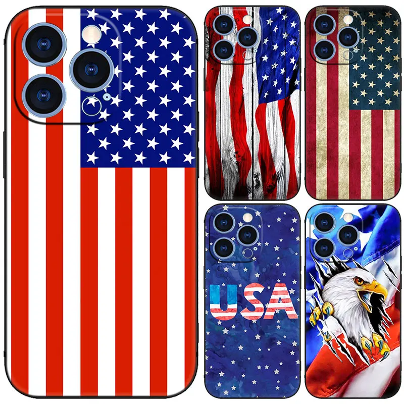 Amerika USA Vlajka čierneho telefónu pre Apple iPhone 15 14 13 12 Mini 11 Pro Max XR X XS 7 8 Plus SE 2020 2022 Obálka