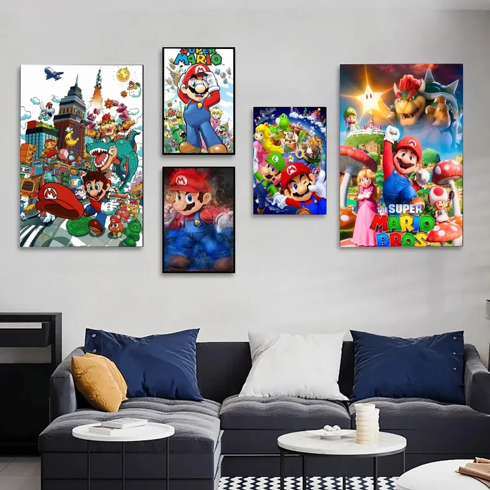 Amine super m-mario-s kreslené plagáty kraft papier vintage plagát nástenná maľba Štúdium estetické umenie malé nálepky na stenu