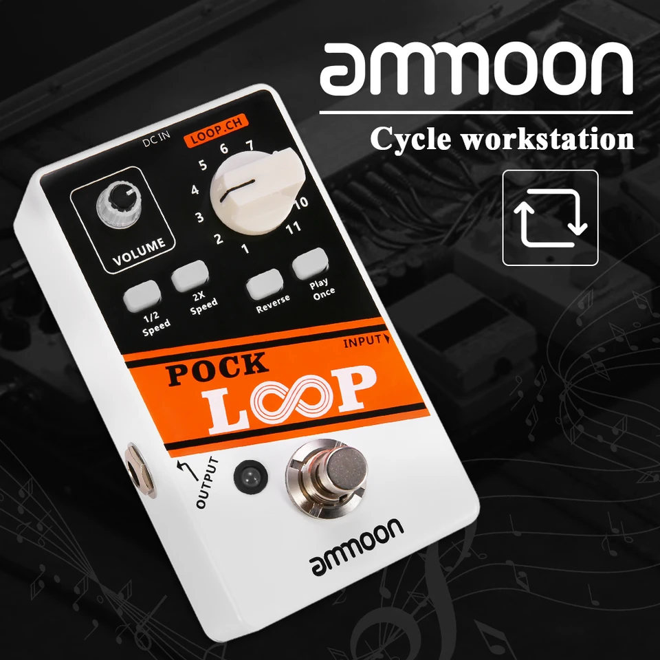 Ammoon Pock Loop Looper Guitar Effect Pedál 11LOOPERS MAX.330MINS Čas nahrávania