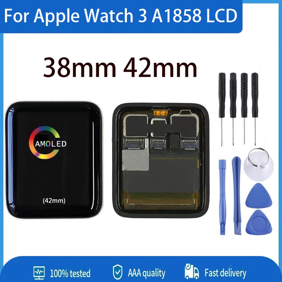 AMOLED For Apple Watch Series 3 38 mm 42 mm LCD Display Display Digitalizátor Digitalizátor pre Apple Watch 3 A1858 LCD Panel Výmena