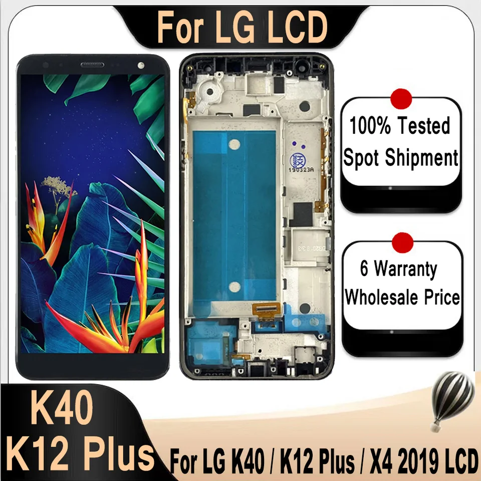 AMOLED LCD pre LG K40 LMX420 LCD LCD DIGITIZERÁCIA DIGITÁZA S RÁMU PRE LG DISPITS K12 PLUS