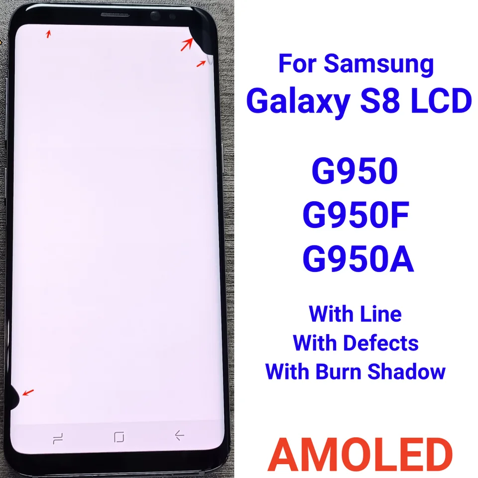 AMOLED pre Samsung Galaxy S8 LCD SM-G950FD SM-G950 G950A DISPLEY DIGITÁRNE DIGITÁRU NÁKLADU S8 s horiacim tieňom