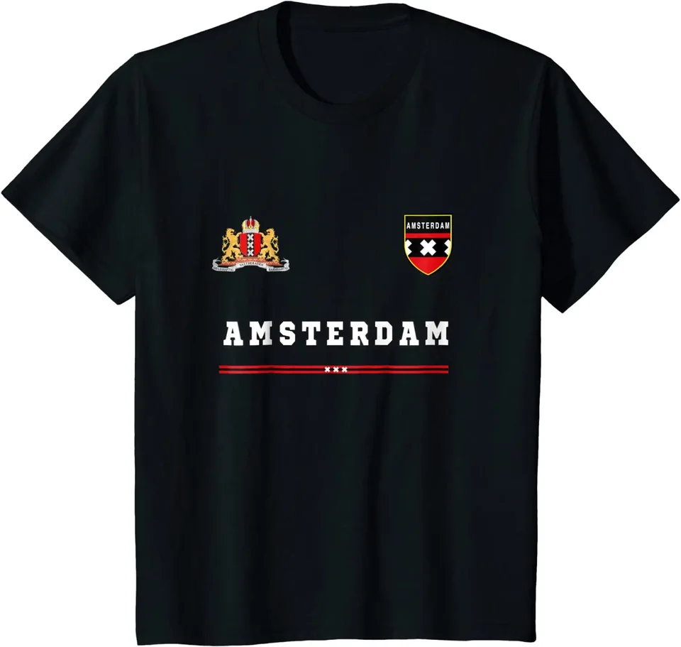 Amsterdam Tričko Tričko/futbalové dresy futbalové tričko TEE. Letné bavlnené krátke rukávy o krku na pánske tričko