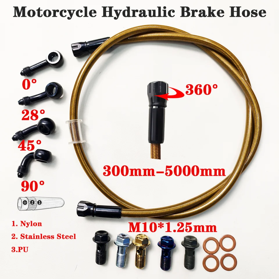 AN3M10 Motocykel Zlatá brzdová hadica Hadica Hydraulická trubica spojky Master valcový brzdový olej Došlo potrubie zosilnené pretekársky bicykel ATV Dirt Pit Racing