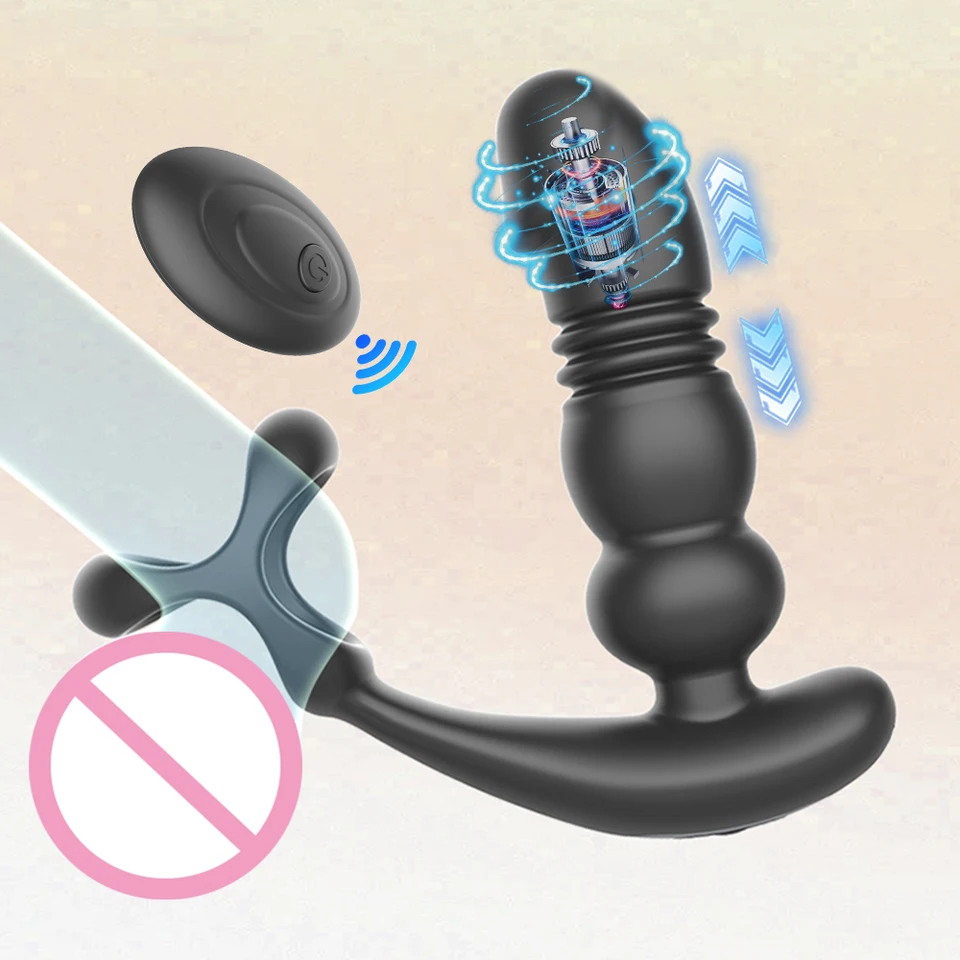 Anal Vibrator pre mužov s kohútom prsteňom prostaty Massager Muž Teleskopický dildo bezdrôtový zadok plug homosexu