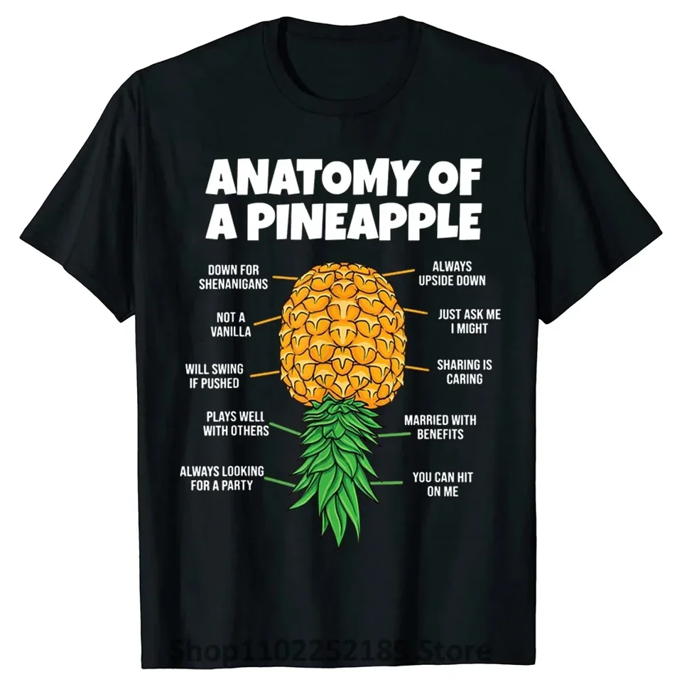 Anatómia ananásu Swinger Funny Euro Size T Tričko Tričko 3D mužov Tee Casual Fashion Summer Top Tees Streetwear