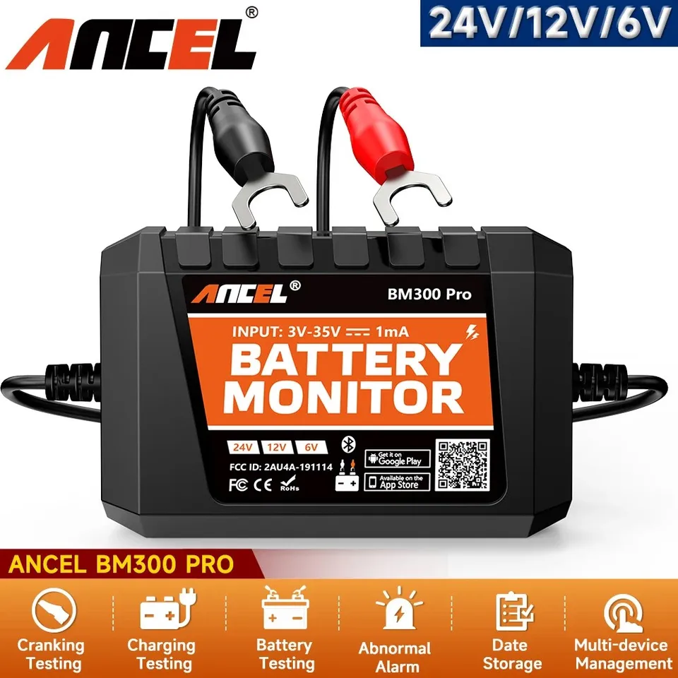 Ancel BM300 Pro Bluetooth Monitor Tester 6v/12v/24 V SOH Soc Soc batérií Analyzátor batérií pre motocykle automobilu