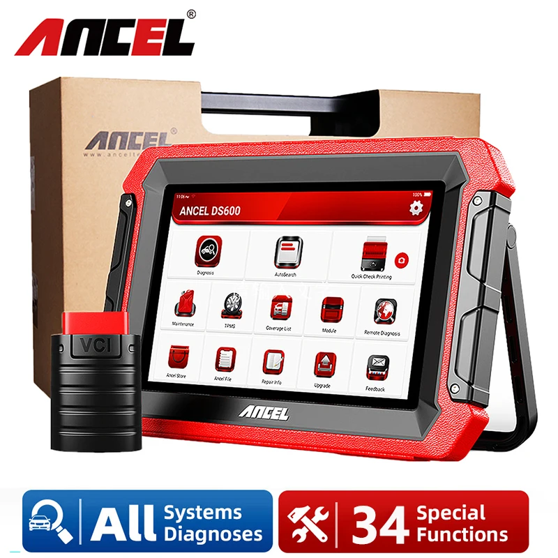 Ancel DS600 OBD2 Diagnostický nástroj Úplný systémový skener ABS SRS DPF Immo Oil Reset AF Upraviť profesionálnu kontrolu motora Analýza
