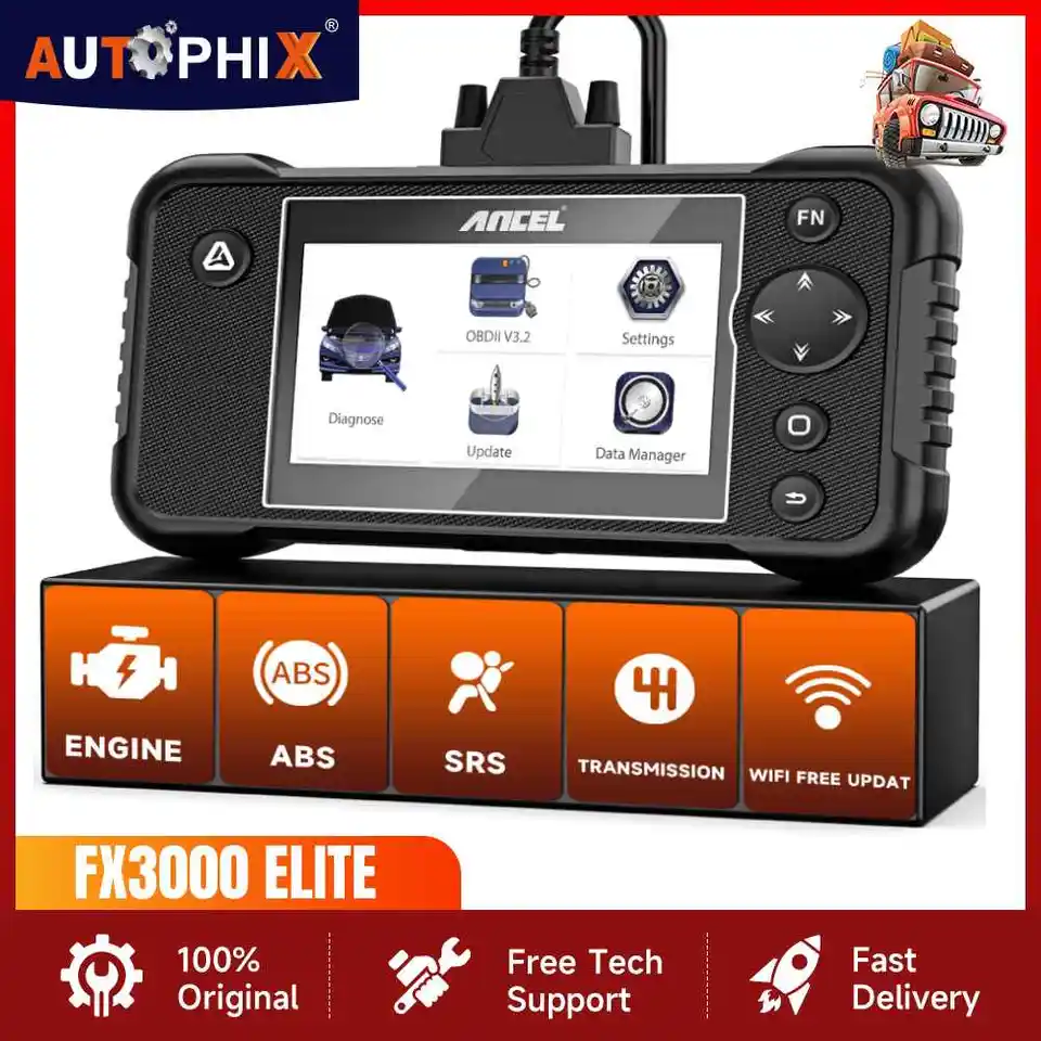 Ancel FX3000 Elite OBD2 skener Automatické kódové čítanie automobilu Diagnostický nástroj Eng at ABS SRS WiFi Diagnostic