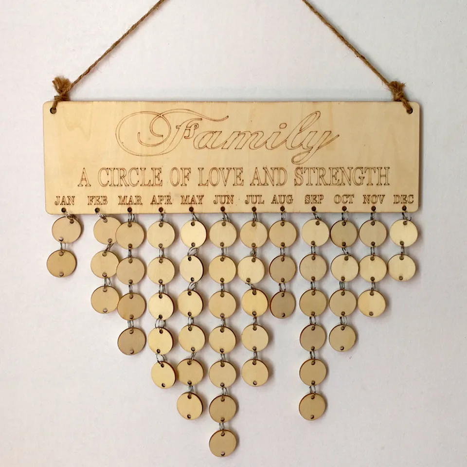 & Friends Calendar Ply Birthday Board DIY Plaque Family Wood Sign Birch Pripomienka Domáca dekorácia Stránka Deň kalendár