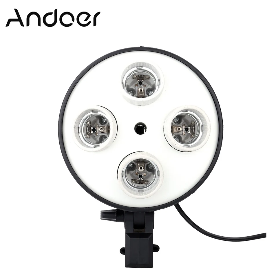 Andoer 4 in 1 Photograph Foto Light Držiteľ E27 Základná objímka Light Light Žiarovka Adaptér pre fotografické video Studio Softbox