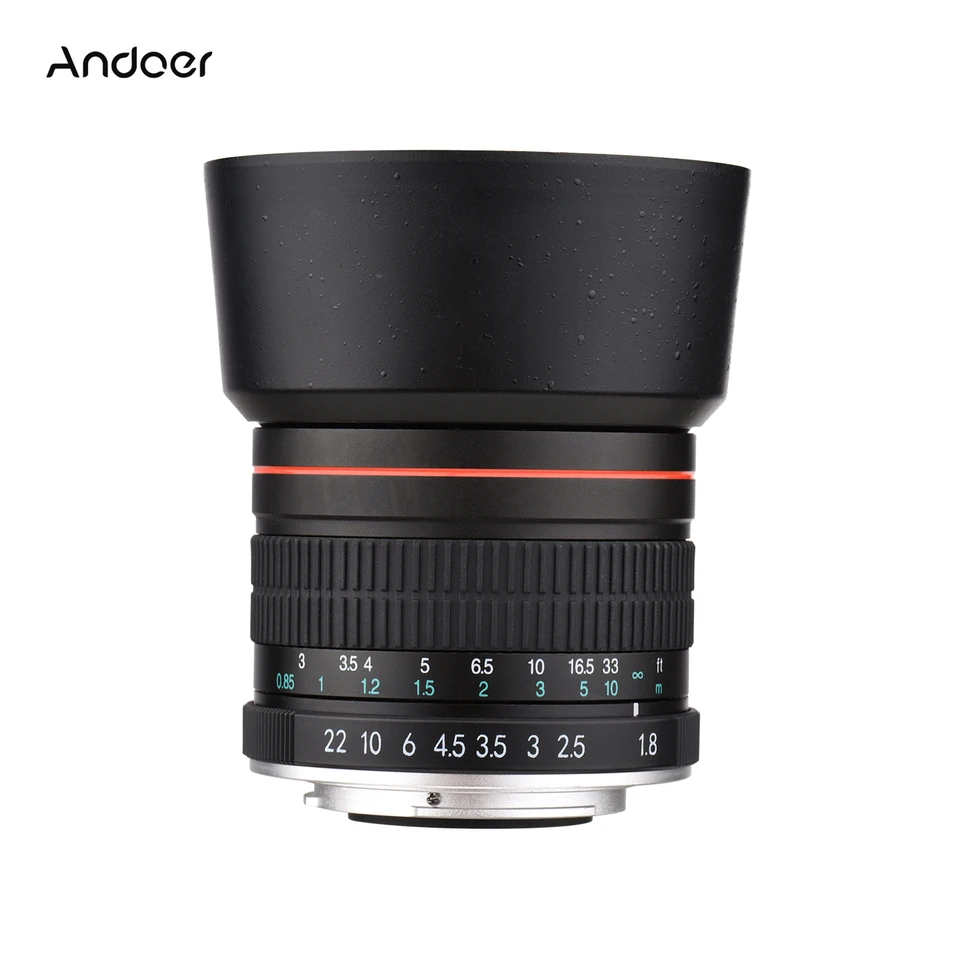 Andoer 85 mm F1.8 Veľký otvor Full Rám Portrét Camera Camera EF pre držiak Canon EOS Rebel T8i T7i T6 T3i T2i 4000D 2000D