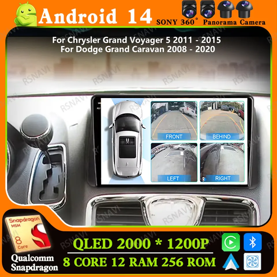 Andoird 14 Car pre Chrysler Grand Voyager 5 2011 - 2015 pre Dodge Grand Caravan 2008 - 2020 BT 4G LTE Multimedia DVD DSP