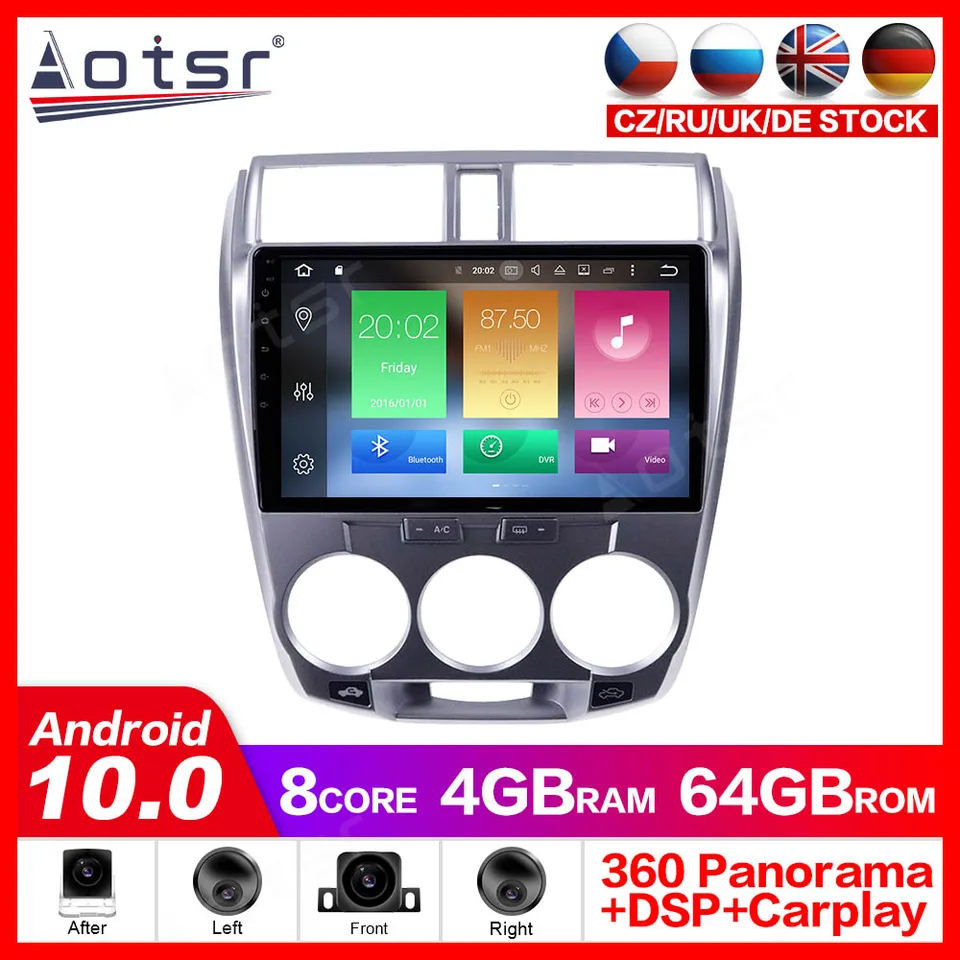 Android 10.0 GPS Navigation Radio Player pre Honda City 2008 - 2013 Video Player Stereo Headuint mapa zadarmo vstavaná v CarPlay DSP
