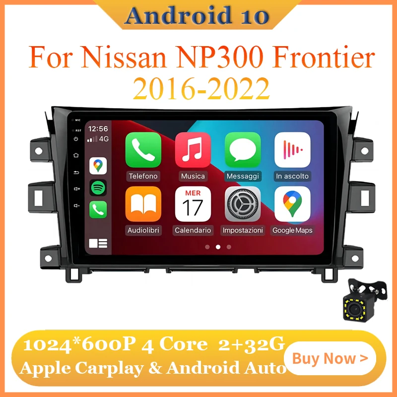 Android 10 Wireless CarPlay Android Auto 2G+32G CAR pre NISSAN NP300 Frontier 2016 - 2022 GPS WiFi Blue -Tooth