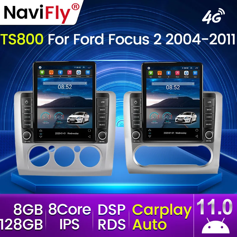 Android 11 CarPlay 4G pre Tesla Vertical Car Radio Video Stereo pre Ford Focus 2 3 Mk2 Mk3 2004 2005-2011