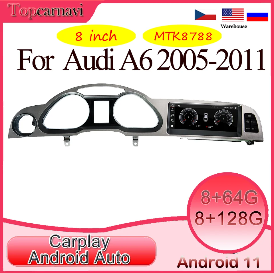Android 11 Intelligent System Android Systém Android Android Multimediálny glonass gps navigačný carplay pre Audi A6 C6 2005-2011 2 DIN
