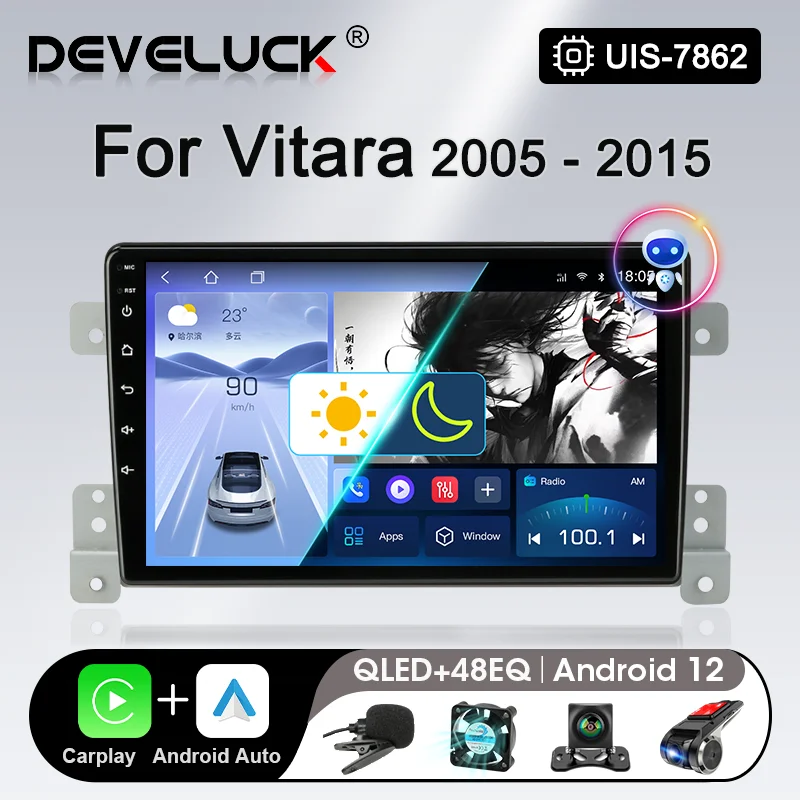 Android 12 Car Radio 2 DIN For Suzuki Grand Vitara 3 2005 - 2015 CarPlay Multimedia Player Navigation GPS Stereo DVD Hlavná jednotka