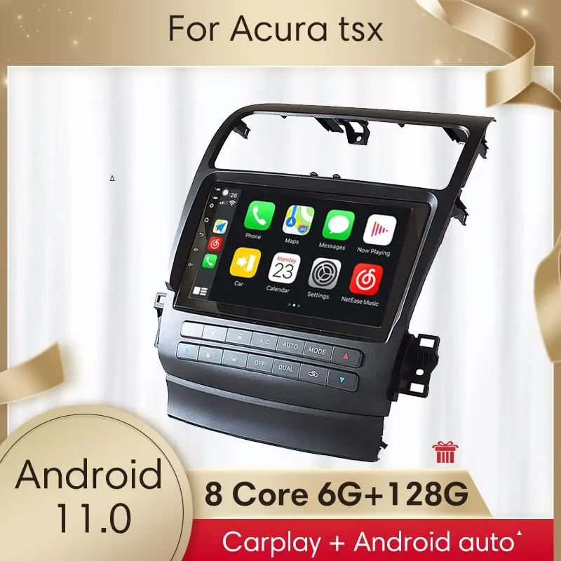 Android 12 Cardio Radio Stereo pre Acura TSX 2004 2005 2006 2007 2008 GPS Navi Multimedia Player Auto CarPlay CL7 CL9 Navitech