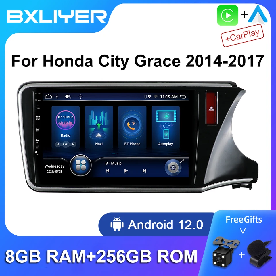 Android 12 CarPlay DSP 8 GB+256 GB pre Honda City Grace 2014-2017 Car Multimedia Video Player 2 DIN Č. 2 DIN GPS navigácia