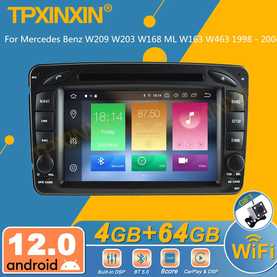Android 12 DSP CP pre Mercedes Benz W209 W203 W168 ML W163 W463 1998 - 2004 Android Car Radio 2DIN STEREO prijímač Autoradio Autoradio