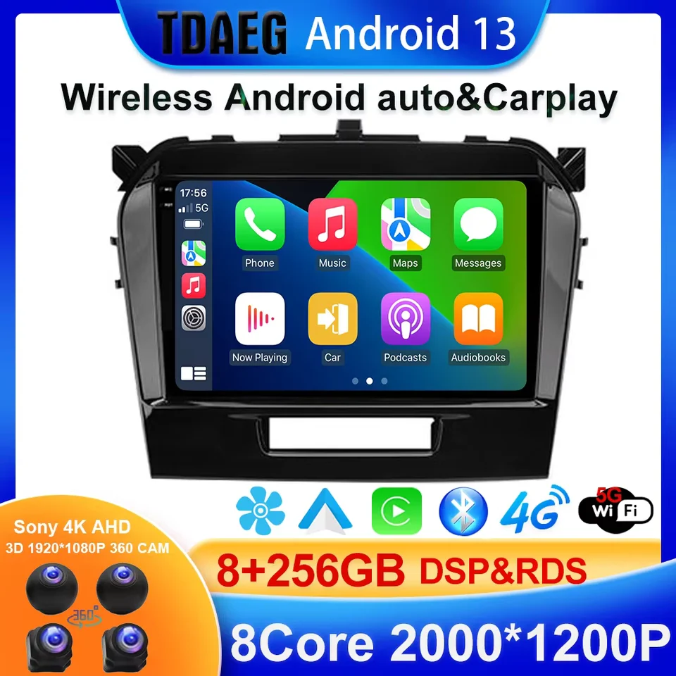 Android 13 256G DSP pre Suzuki Vitara 4 2014 - 2018 Car Multimedia Video Player Navigation GPS Android No 2Din 2 DIN DVD