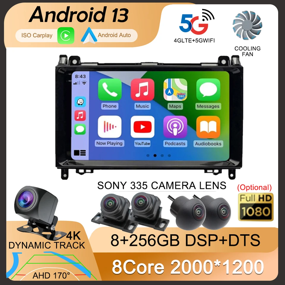 Android 13 9 '' pre Mercedes Benz B200 Sprinter W906 W639 AB Class W169 W245 Viano Vito Car Radio Multimedia GPS DVD Video Player