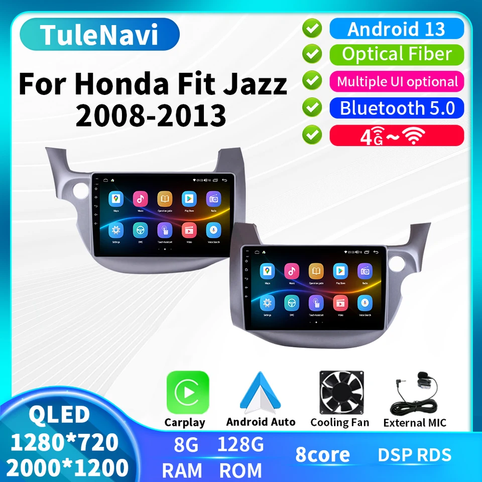 Android 13 Auto CarPlay Car Multimedia Player Radio pre Honda Fit Jazz 2008 2009 - 2013 LHD alebo RHD Auto GPS Navigation Head Unit