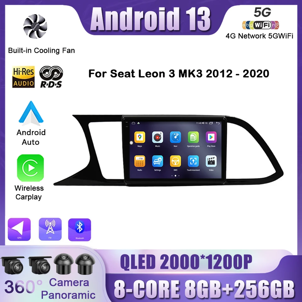 Android 13 Car Radio DVD pre sedadlo Ibiza 6J IV 4 2008 - 2015 WiFi Multimedia Player GPS navigácia č. 2Din DVD QLED 9inch