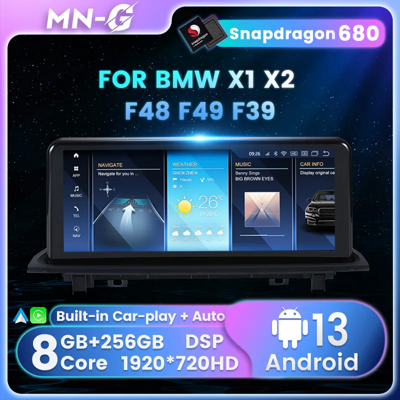 Android 13 Car Radio Multimedia 10,25-palcový 8-jadro pre BMW X1 X2 F48 F49 F39 NBT EVO System Split Screen CarPlay+Automatické all-in-one