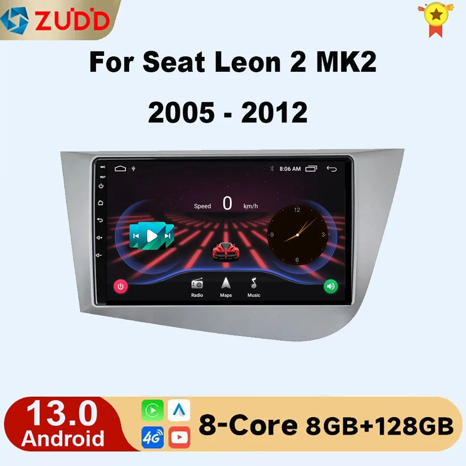 Android 13 Car Radio Navigation GPS CarPlay pre sedadlo Leon 2 MK2 2005-2012 Android 10 Multimediálne video No DVD Player Stereo DSP